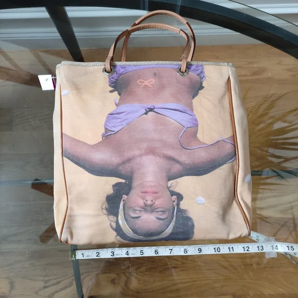 Vintage Anya Hindmarch printed Tote Bag 11x11x3.5" - Picture 6 of 16